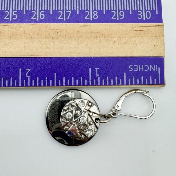 Vintage Silver Tone Geometric Dangle Earrings Boho Chic Modern Spherical - Picture 8 of 9